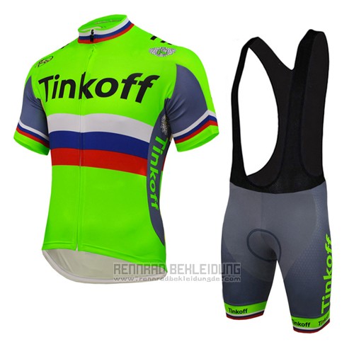 2016 Fahrradbekleidung UCI Weltmeister Tinkoff Grun Trikot Kurzarm und Tragerhose